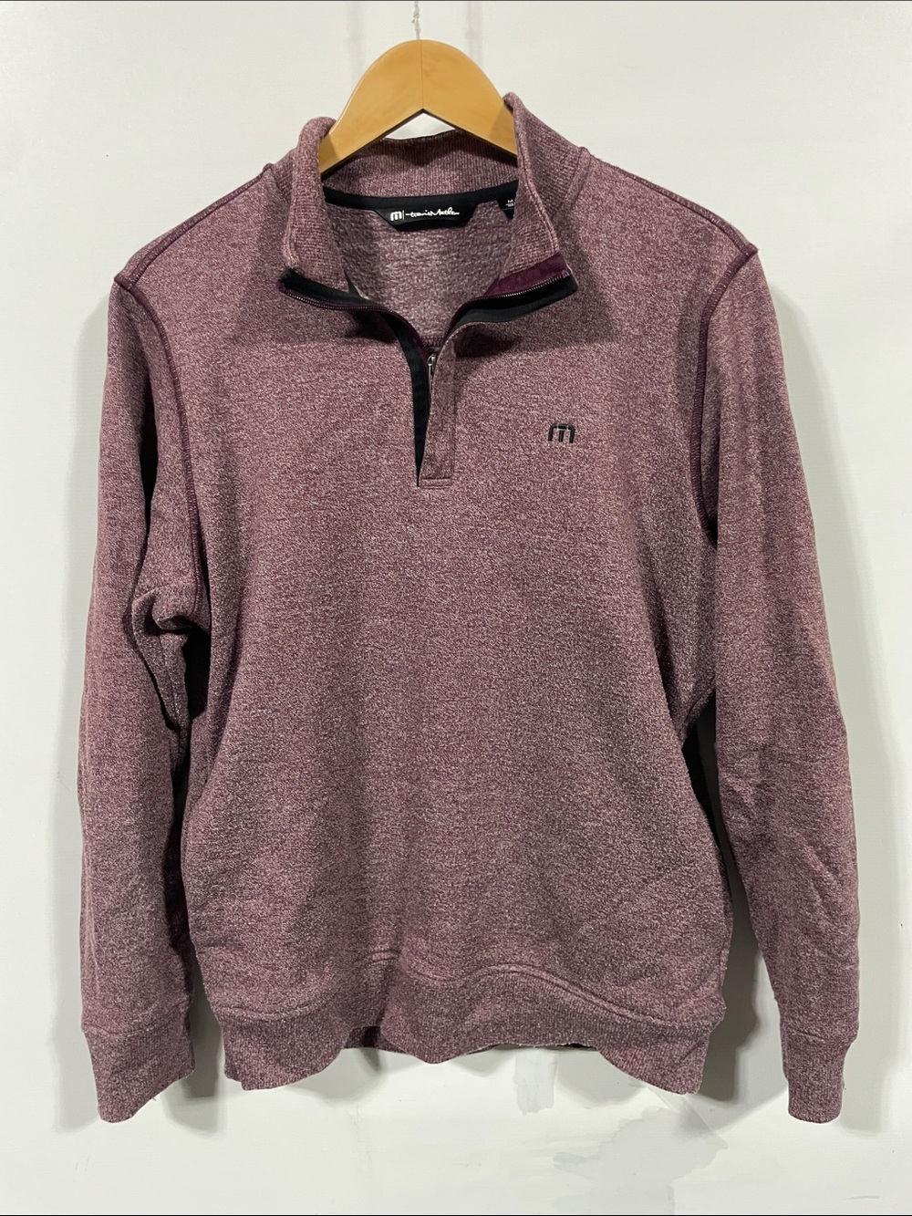 Travis Mathew Men's Heathered Plum Half-Zip Pullover